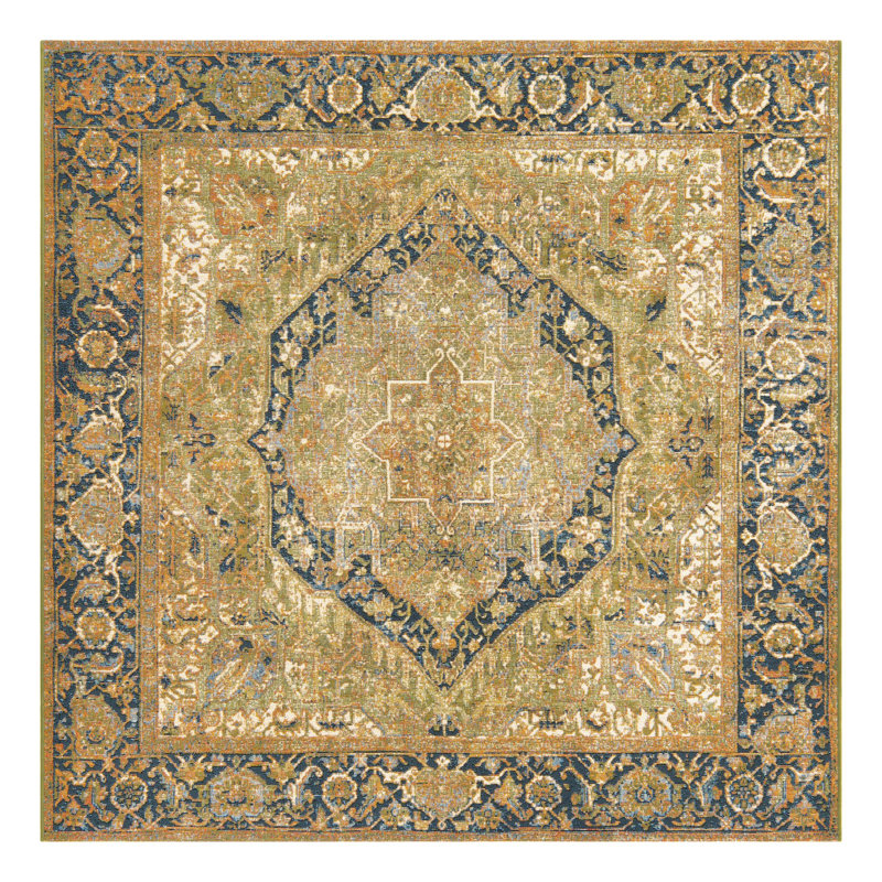 Green Nosara Indoor/Outdoor Traditional Rug, Square 6'