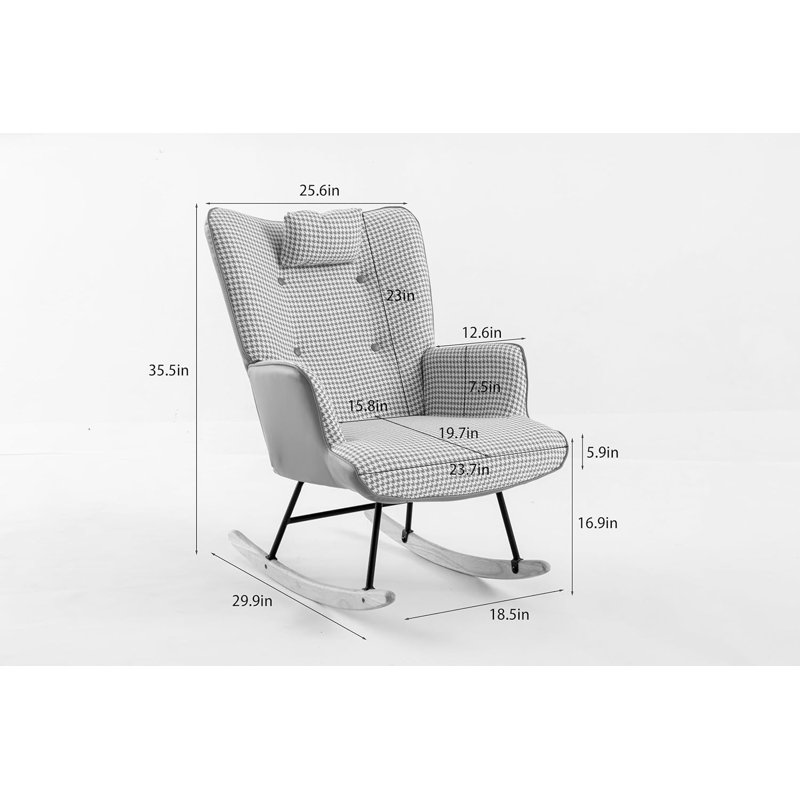 Fauteuil capitonné de 25,6 po Margrate, Cuir gris