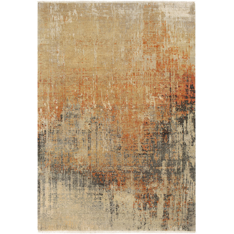 Colaba Silk Abstract Area Rug, Rectangle 2' x 3'
