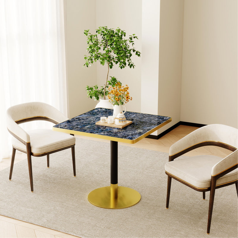 Table carrée bistro moderne tulipe 31,5 pouces avec plateau en faux marbre, facile à assembler, structure en métal robuste