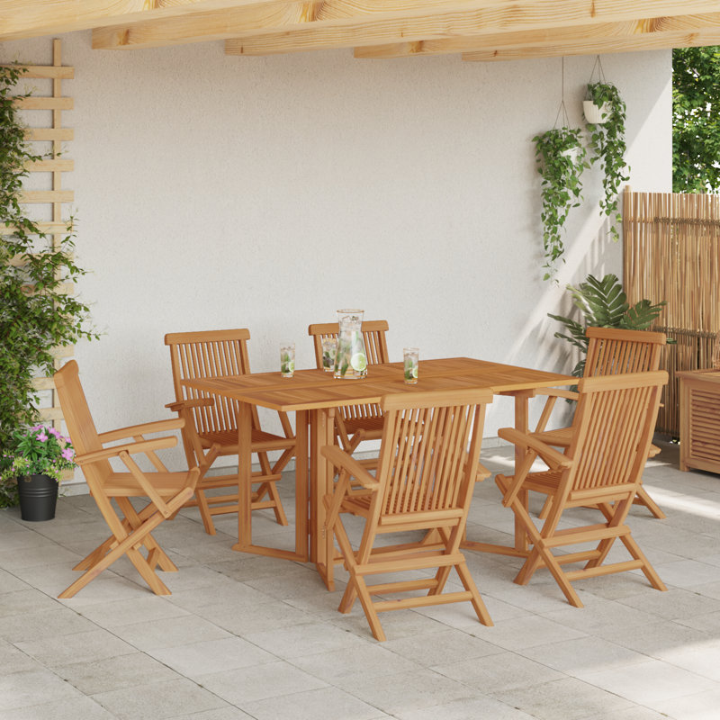 6 - Person Wood Patio Dining Set with Rectangular Table