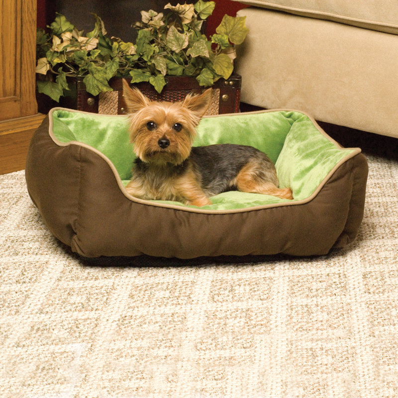Lit pour chien auto chauffant avec traversin, Moka / vert