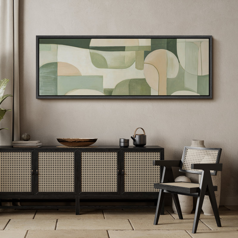 «Mid Century Modern Abstract Shapes», impression sur toile encadrée surdimensionnée, H 20 po x l 60 po
