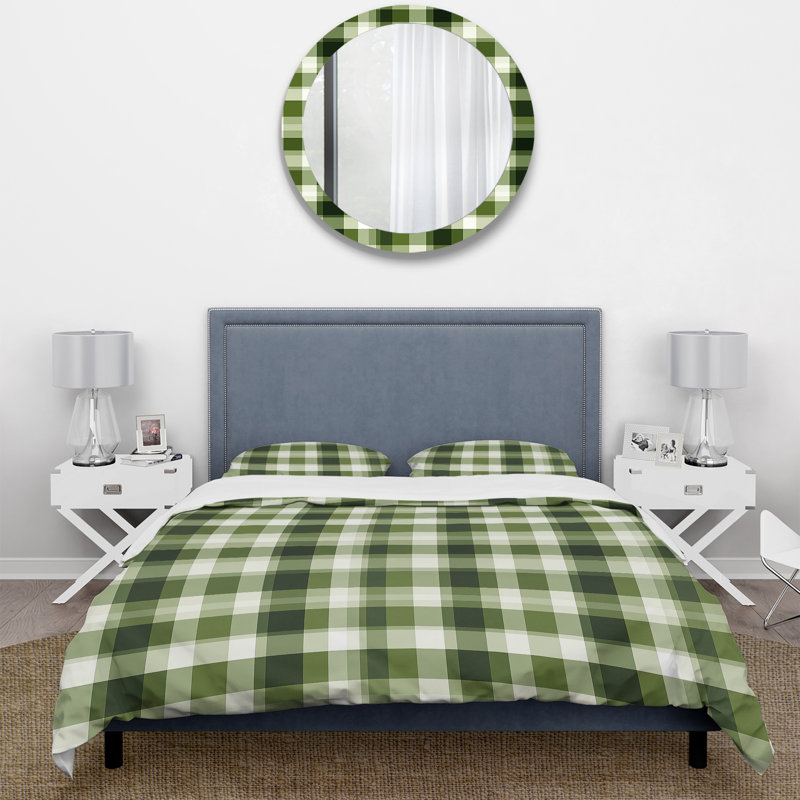 Ensemble de housse de couette à carreaux - Microfibre polyester, Housse de couette simple + 1 taie décorative stan