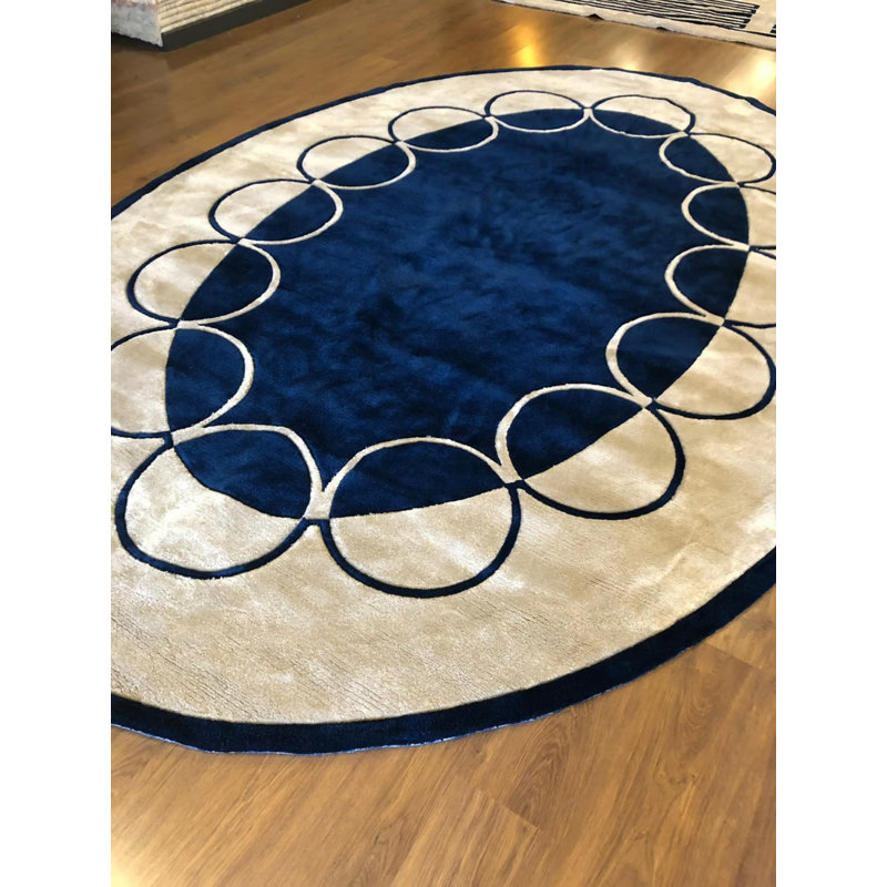 Viscose Geometric Indoor Rug, Oval 2'11" x 4'11"