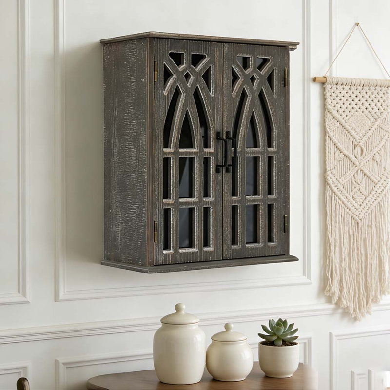 Armoire murale avec portes découpées décoratives, Noir antique