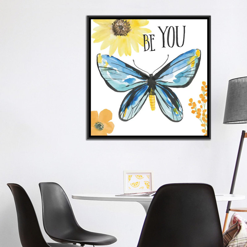 « magnifique papillon iii », reproduction d’art sur toile, H 18 po x l 18 po x P 1,5 po, Toile avec cadre noir, Pas de tapis