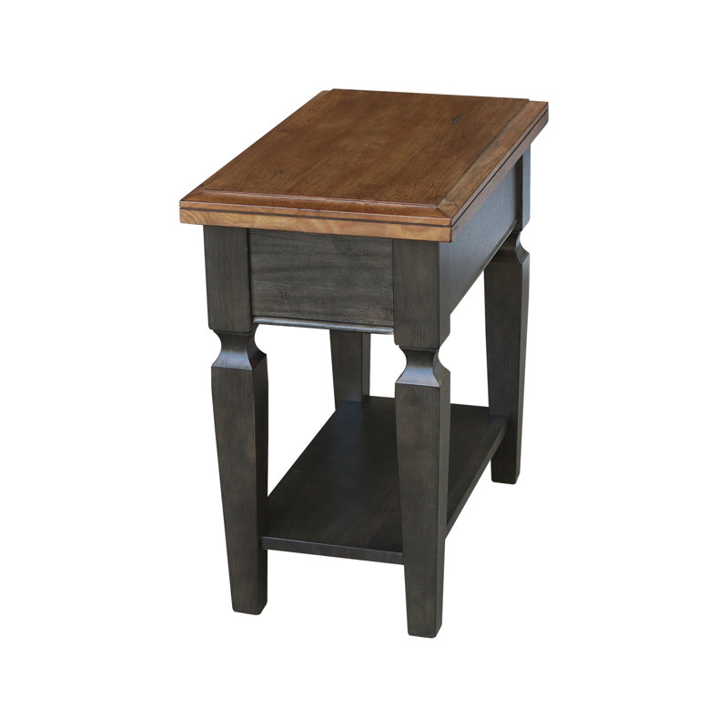Briseno Solid Wood End Table, Hickory/Washed Coal