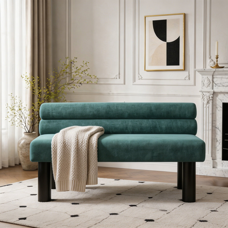 Banc de salle à manger rembourré, bout de lit, banc d'entrée, Black,Green