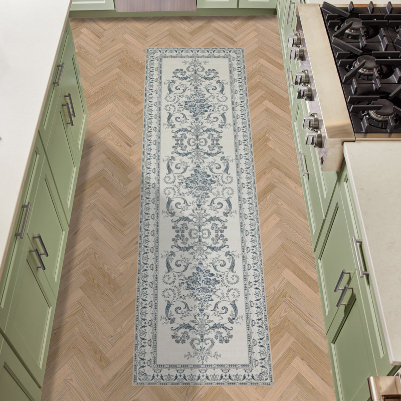 Laura Ashley Josette Machine Washable Imagine Printed Chenille Rugs 1-Piece, Runner 2'2" x 6'