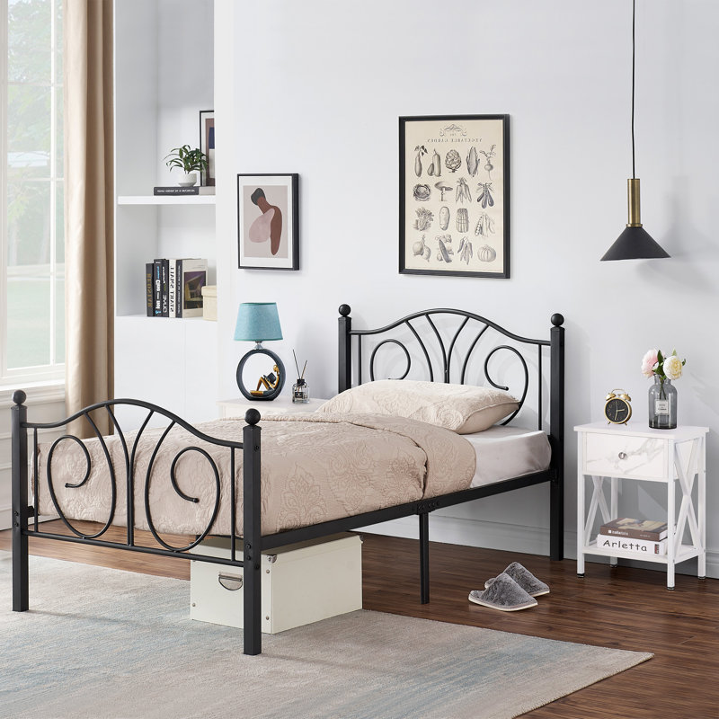 Alsa Steel Piece Bedroom Set, White, Twin
