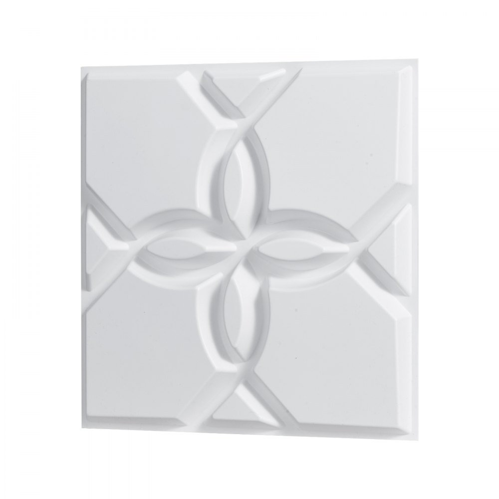 3D Wall Panels 30 x 30cm PVC 3.0 Sq.m Coverage Floral Matte White