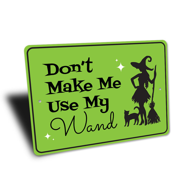 Plaque en aluminium Witch Magic Wand, H 14 po x l 10 po x P 0,04 po