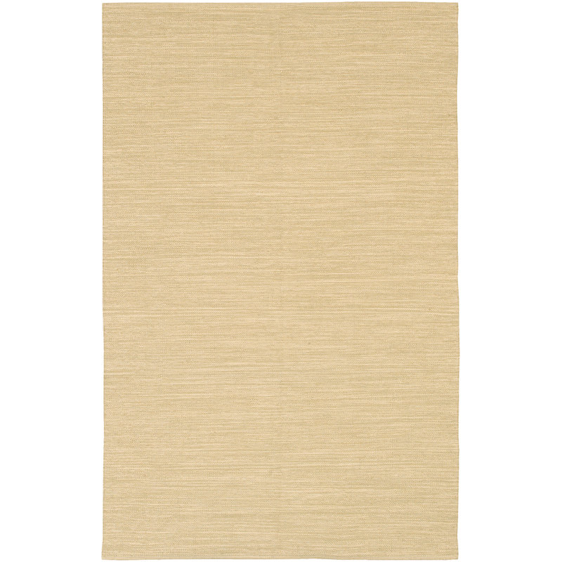 India Hand Loomed Cotton Modern Area Rug in Beige, Rectangle 5' x 7'6"