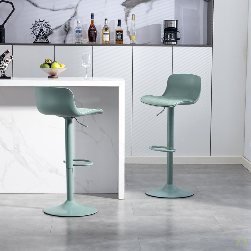 Ensemble de tabourets de bar 2 tabourets de bar pivotants à hauteur réglable avec dossier, chaises d'îlot de cuisine en cuir polyuréthane sans accoudoirs, grande base robuste pour la maison / le bar / le restaurant