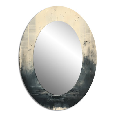 Grey Celestial Giza Pyramid III - Gray Modern Oval Wall Mirror