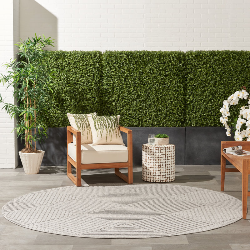 Tapis intérieur / extérieur gris Mira, Rond 7 pi 10 po