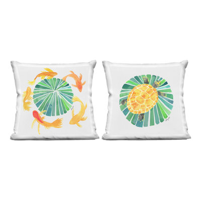 Orbital Aquatic Creatures 2 Piece Decorative Printed Throw Pillow Set, design by Hillary Holt