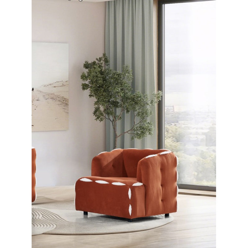 Fauteuil Fun, Velours orange