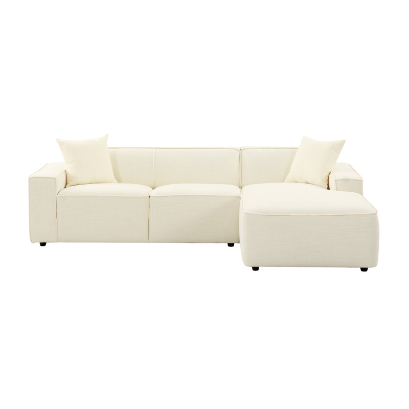 Olafur Sectional, Right Hand Facing, Cream Velvet