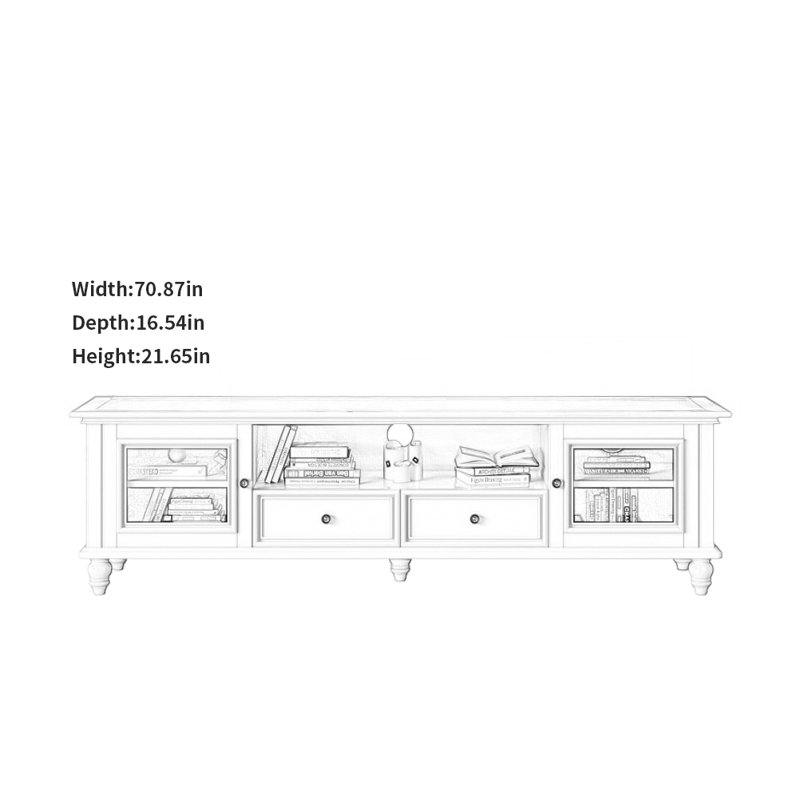 Meuble télé moderne et minimaliste, H 21,65 po x L 70,87 po x l 16,54 po