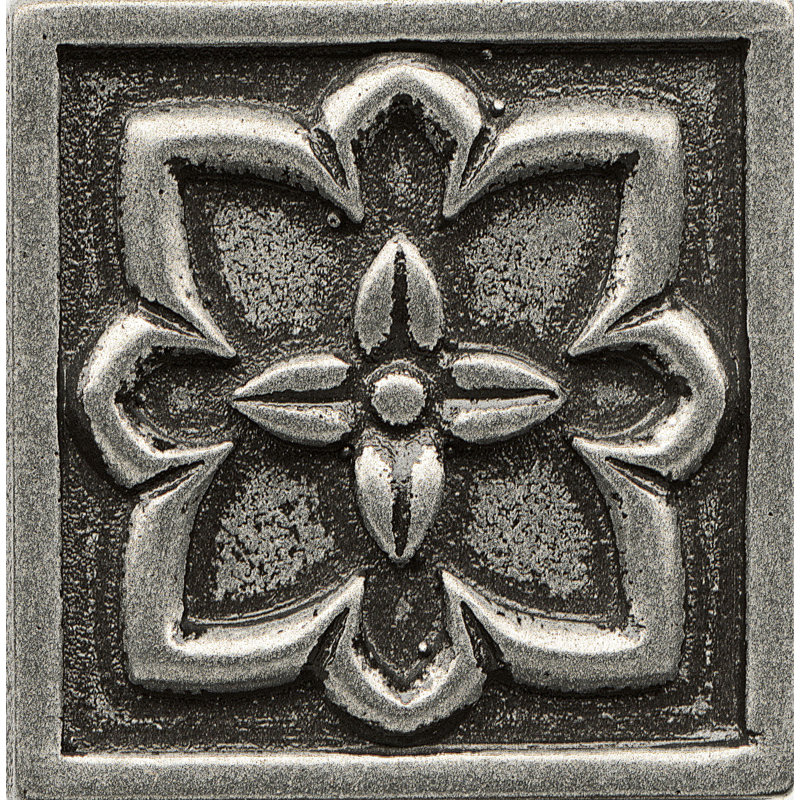 Ambiance Insert Romanesque 2" x 2" Resin Tile, Pewter