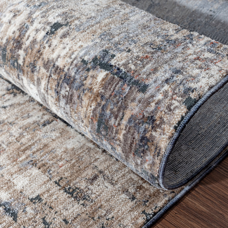 5 Abstract Area Rug in Charcoal/Gray, Rectangle 7'6" x 9'6"