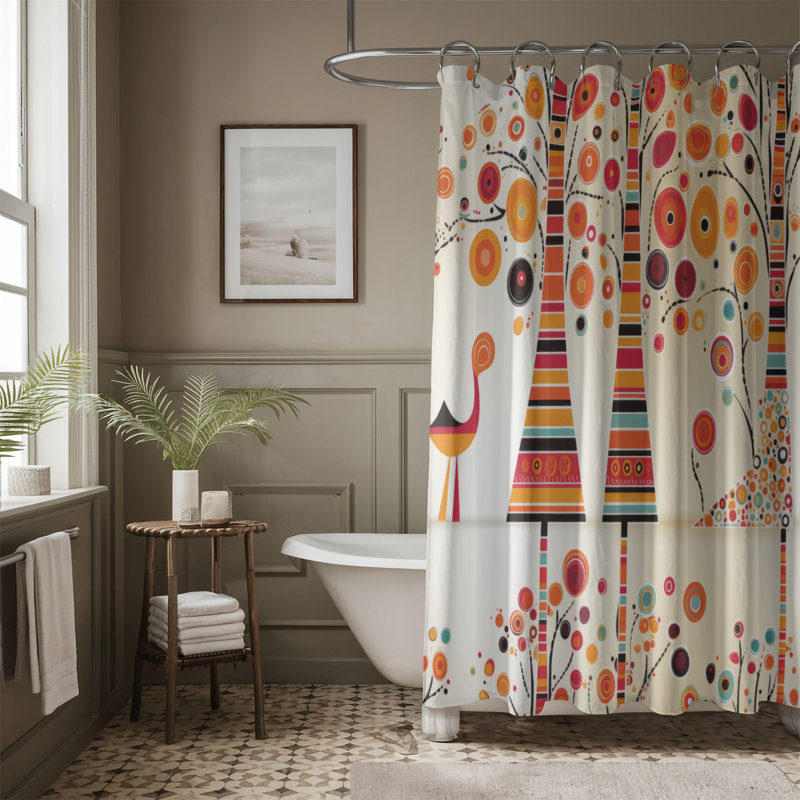 Cyanne Abstract Shower Curtain, 74"H x 71"W