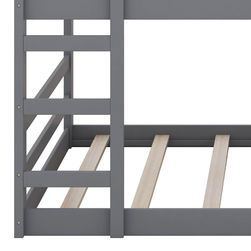 Lit superposé double au-dessus de double avec échelle, cadre de lit en bois massif pour chambre à coucher, mobilier de chambre d'amis