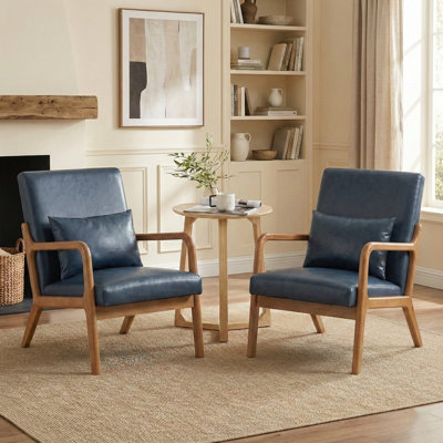 Fauteuil avec revêtement en bois et cuir