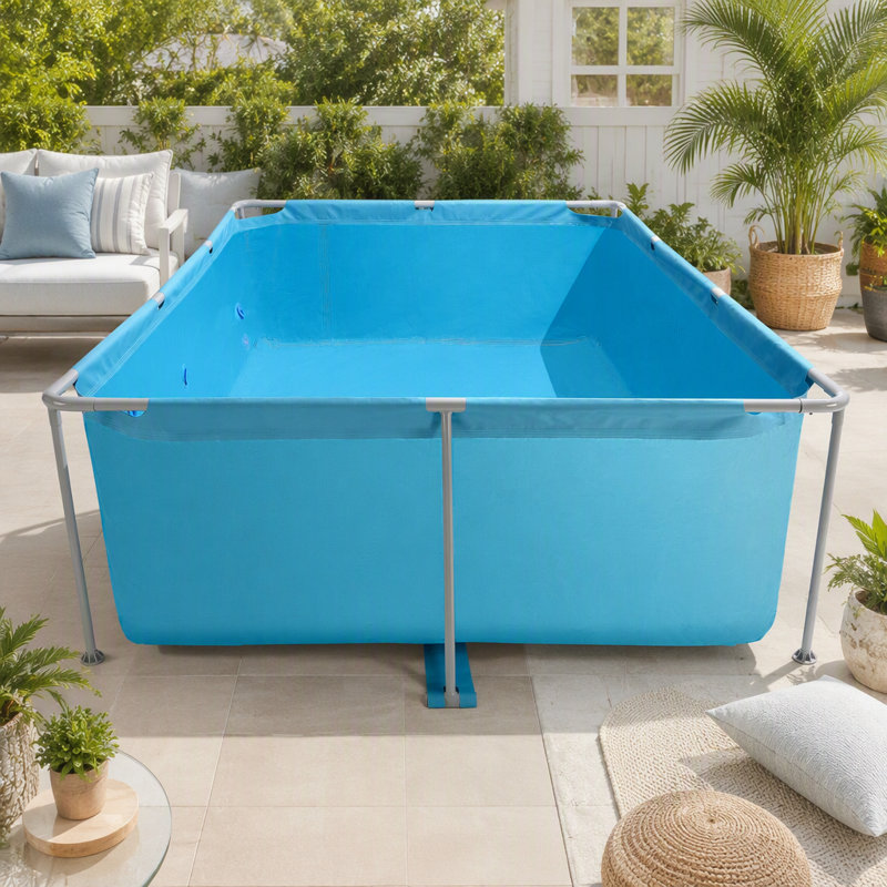 Cadre de piscine hors-terre, cadre rectangulaire en acier de 118 po x 78 po x 30 po, grande piscine familiale rectangulaire pour l'extérieur, facile à assembler et résistant à la rouille, capacité d'eau de 1046 gallons