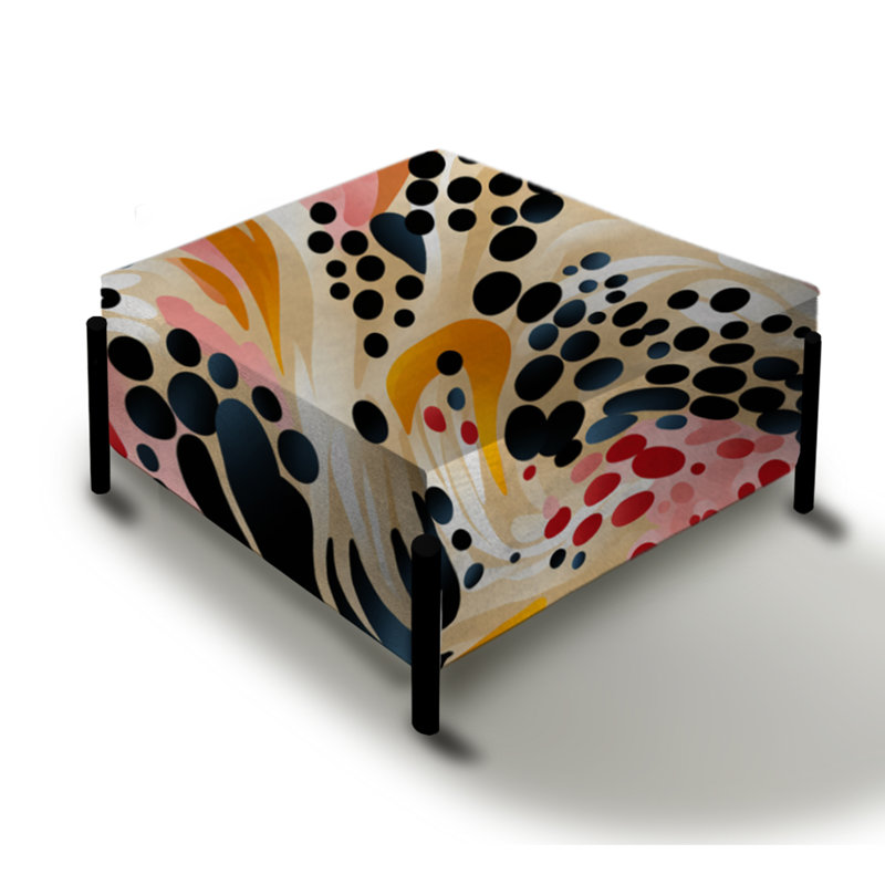 Multicolore Urban Elegance III - Grand repose-pieds carré géométrique
