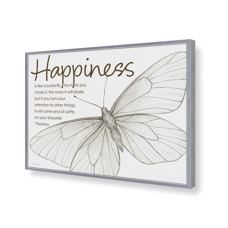 «Happiness Butterfly» par Susan Ball, reproduction d'art, L 32 po x H 24 po, Argent, Impression encadrée