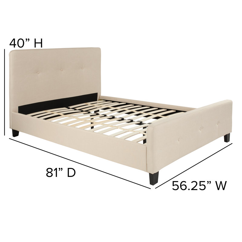 Upholstered Panel Bed, Beige, Full