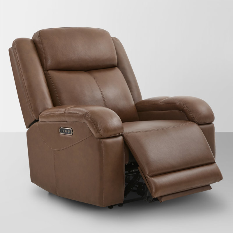 Mejas Genuine Leather Zero Wall Power Recliner with USB Port , Cafe Genuine Leather