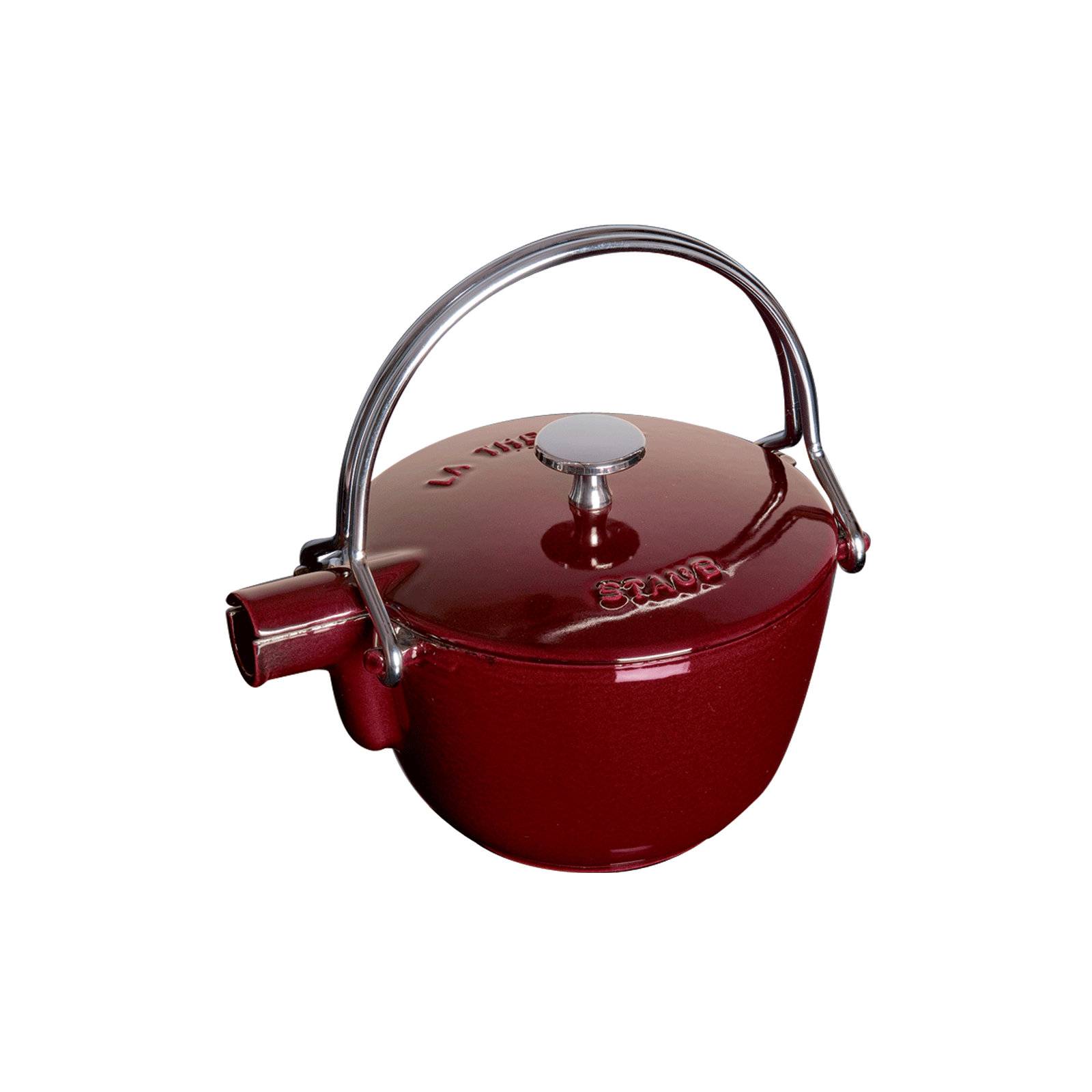 Staub Cast Iron 1-Quart Round Tea Kettle, Grenadine