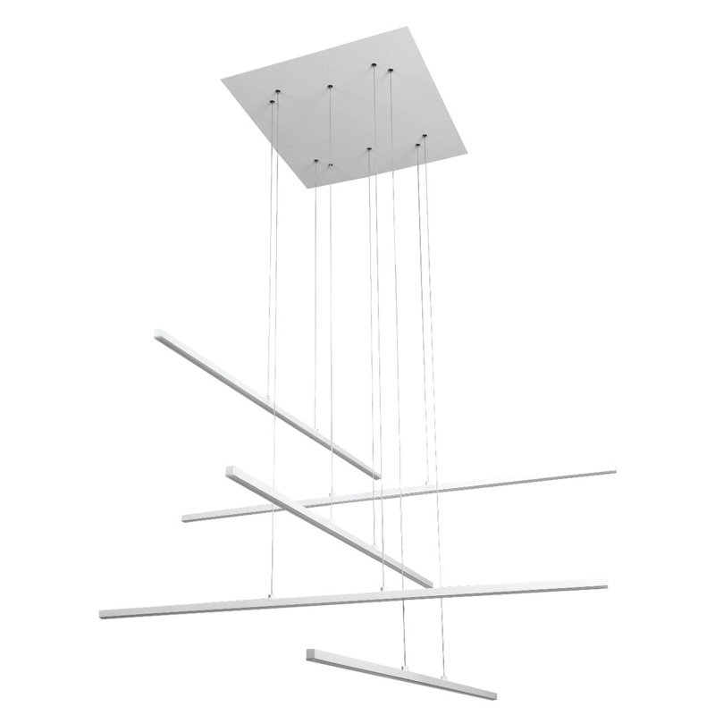 Luminaire suspendu moderne à DEL 5 lumières, Blanc mat