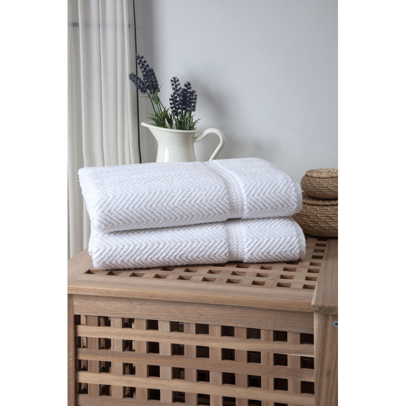 Vandewa Luxury Turkish Cotton Bath Sheet Set, White, Bath Towel - 2 Pack