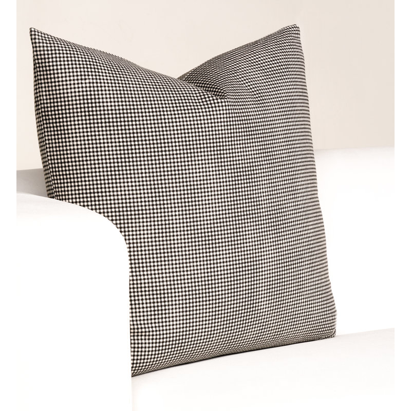 Coussin 100% coton Magnolia Home Fashions, Guingan noir, Polyester, H 16 po x l 16 po