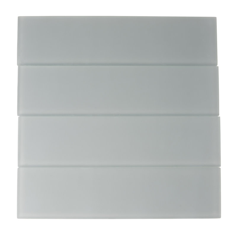 12'' x 3'' Glass Subway Wall Tile, Gray