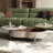 Modern 63" Clover Lift-Top Coffee Table, Rotatable Extendable Stone Top, Storage Drawer, Saddle Leather & Walnut Veneer