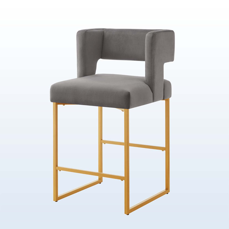 Clairissa Upholstered Accent Chair, Gold, Gray Velvet