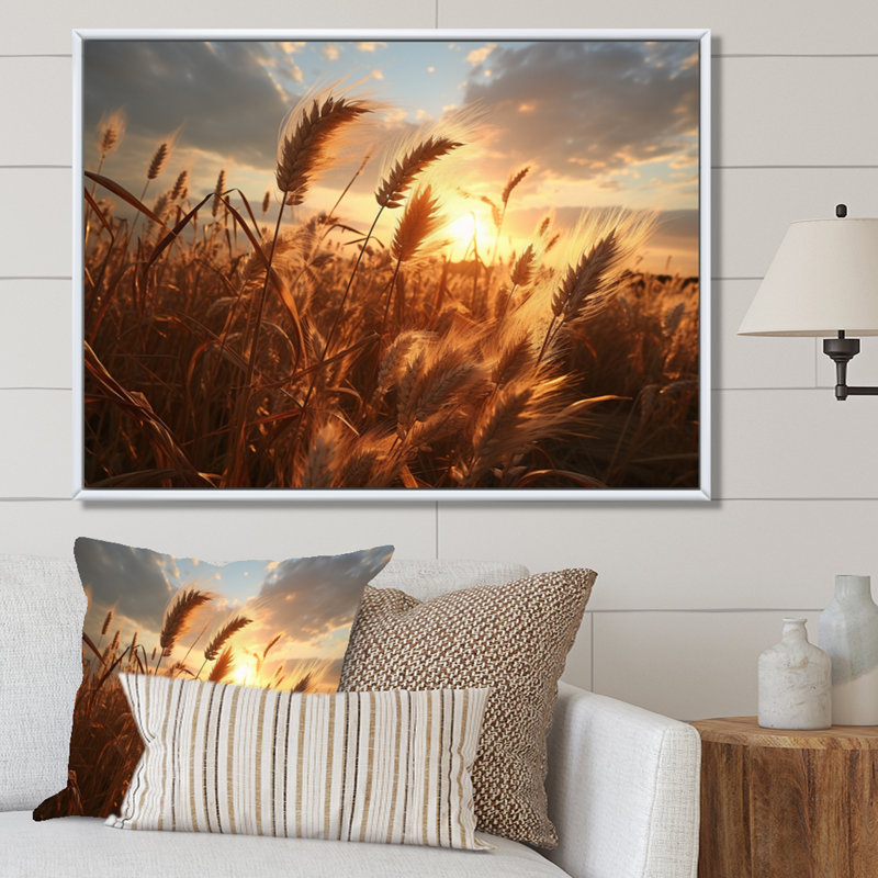 Fleurs sauvages au coucher du soleil, récolte tranquille I, H 12 po x l 20 po x P 1 po, Cadre flottant blanc