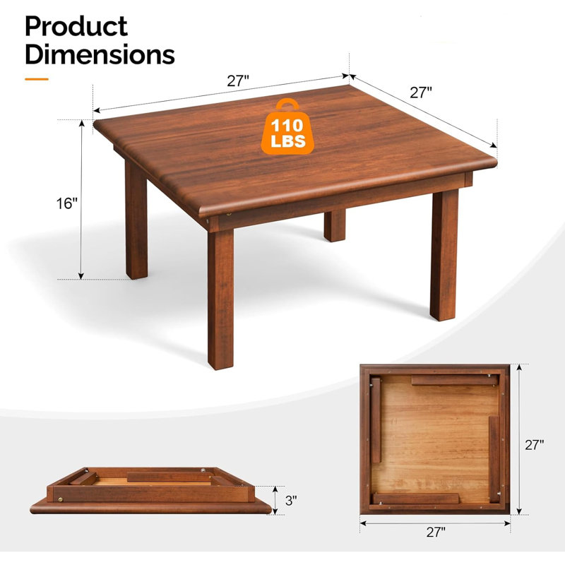 Square Wood Folding Coffee Table