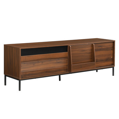70.8'' Modern TV Stand For Tvs Up To 75 Inches, Entertainment Center With Storage Space, Sliding Doors, Adjustable Shelves And Metal Frame, Mid Century Modern Media TV Console Table For Living R