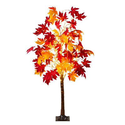 Arbre d'automne artificiel pré-éclairé avec 240 lumières DEL blanc chaud préinstallées