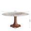 Round Stone Danner Solid Wood Pedestal Floral Shape Kitchen Dinner Table For 4/6/8-932909969-932909971