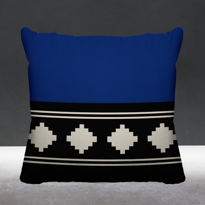 Ector Outdoor Reversible Throw Pillow, 17H" x 17W", Navy Blue