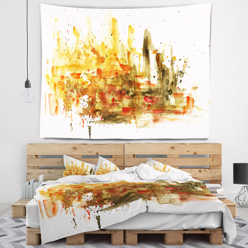 Composition abstraite art tapisserie, H 68 po x l 80 po