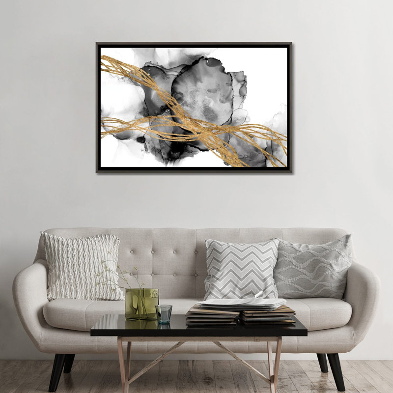 "Matrix undulation I" par Jennifer Goldberger-impression, Toile encadrée de bois rustique foncé, H 32 po x l 48 po x 1,5 po